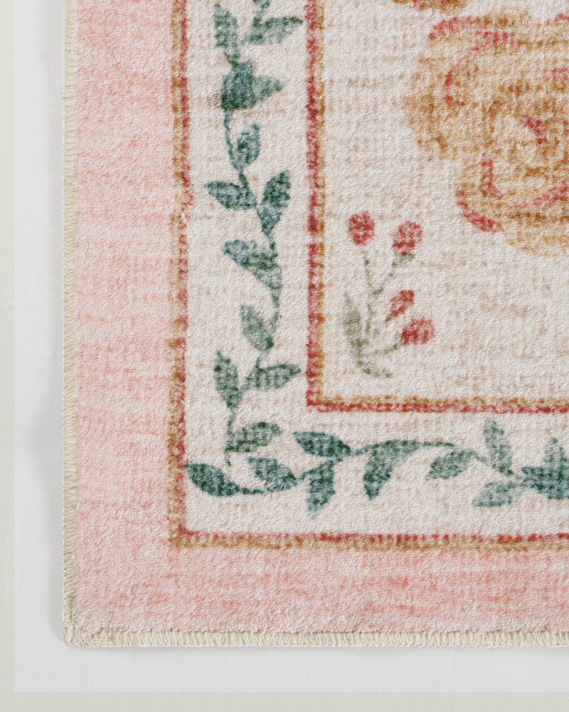 Non-slip vintage area rug made for safe family rooms and relaxed interiors