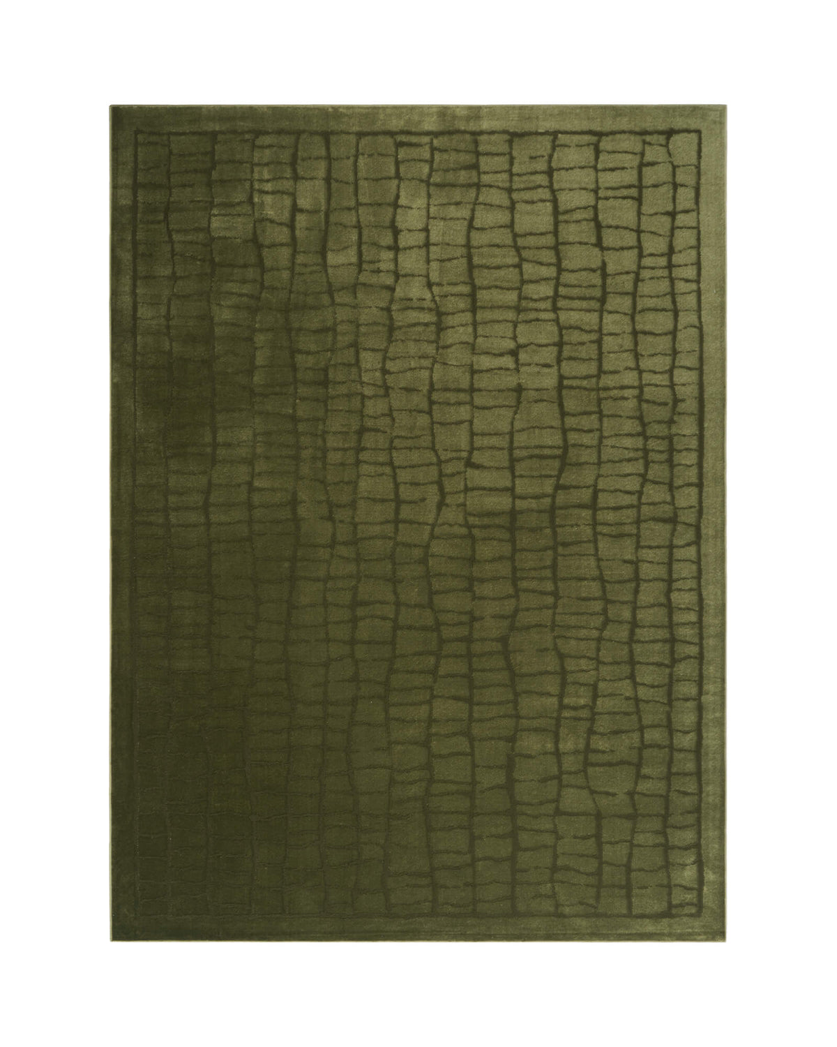 An olive green luxury Wilton jacquard area rug features a raised grid texture, rich tonal depth, and refined sculptural surface for elevated living rooms, elegant bedrooms, and designer-inspired home decor.