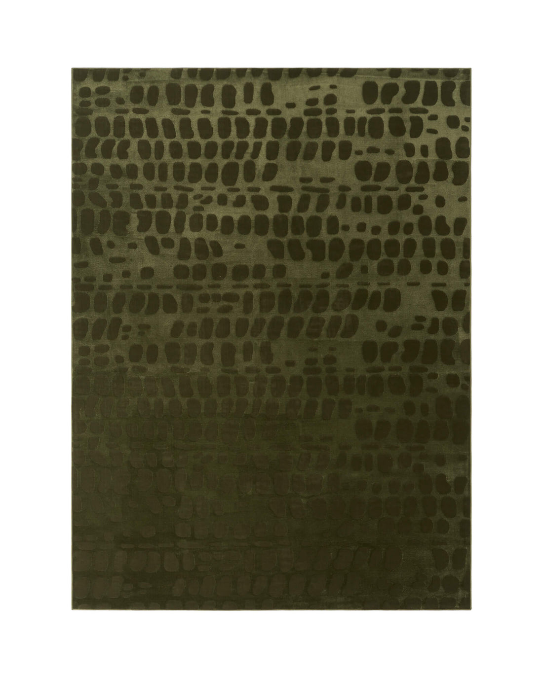 An olive green premium Wilton jacquard area rug features a raised pebble-inspired pattern, rich tonal depth, and refined woven texture for luxury living rooms, elegant bedrooms, and designer-inspired home decor.