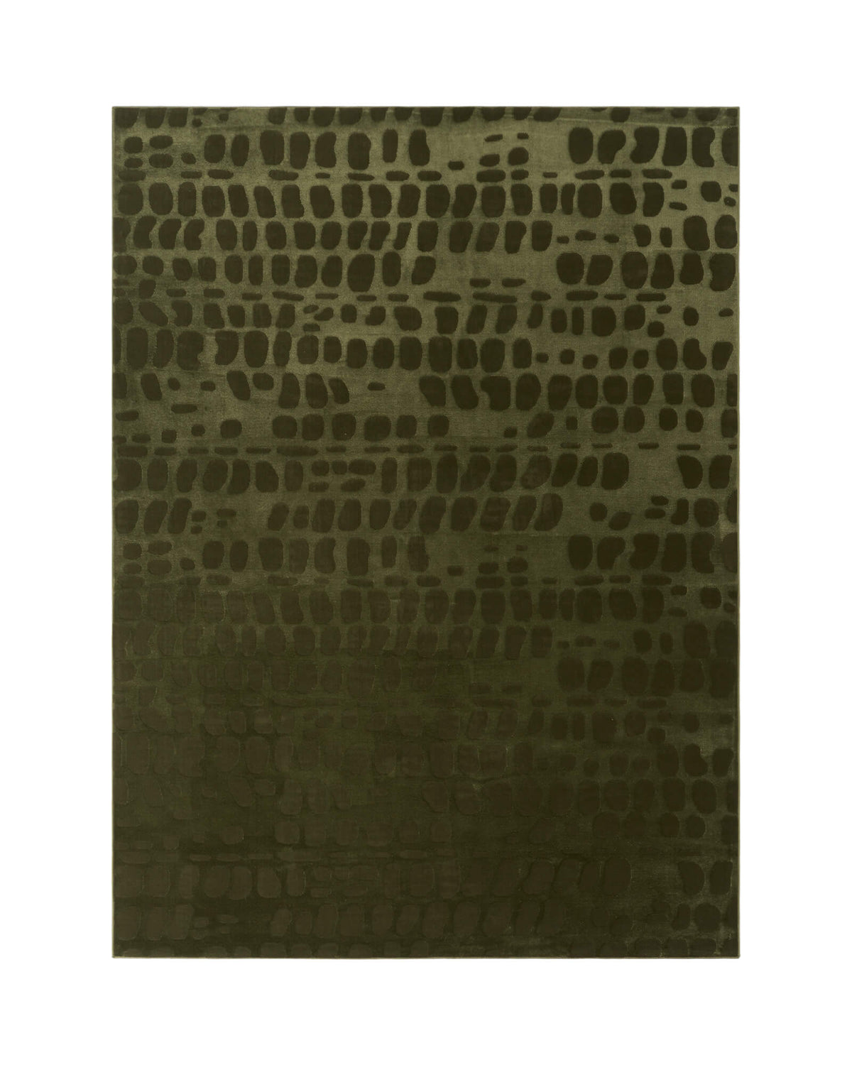 An olive green premium Wilton jacquard area rug features a raised pebble-inspired pattern, rich tonal depth, and refined woven texture for luxury living rooms, elegant bedrooms, and designer-inspired home decor.