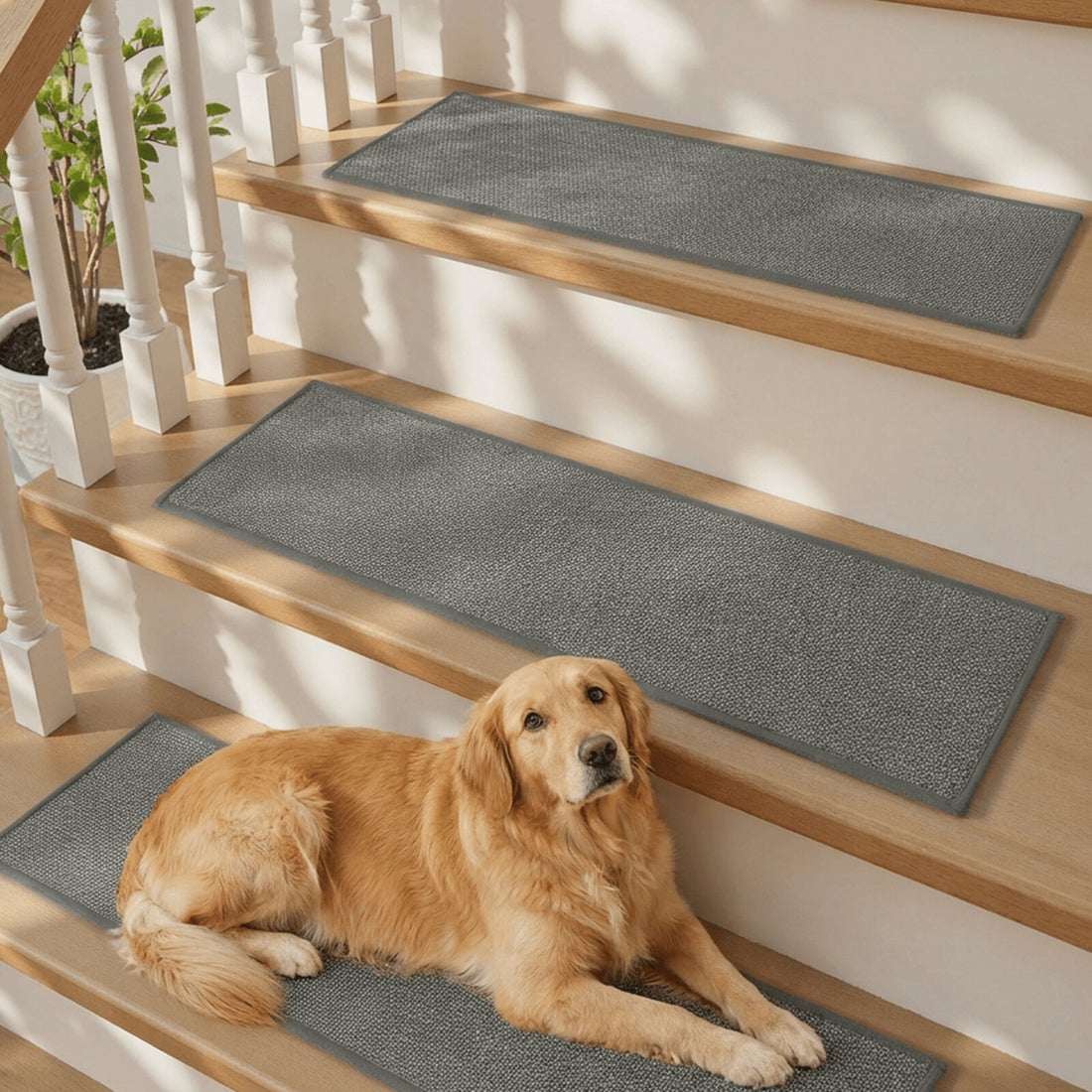 Washable peel and stick stair treads combining easy installation with durability