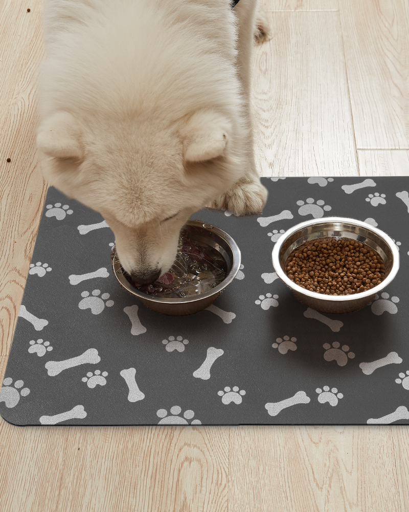 Quick Dry Pet Feeding Mat Bowl Mat for Messy Drinkers with Non Slip Rubber Backing