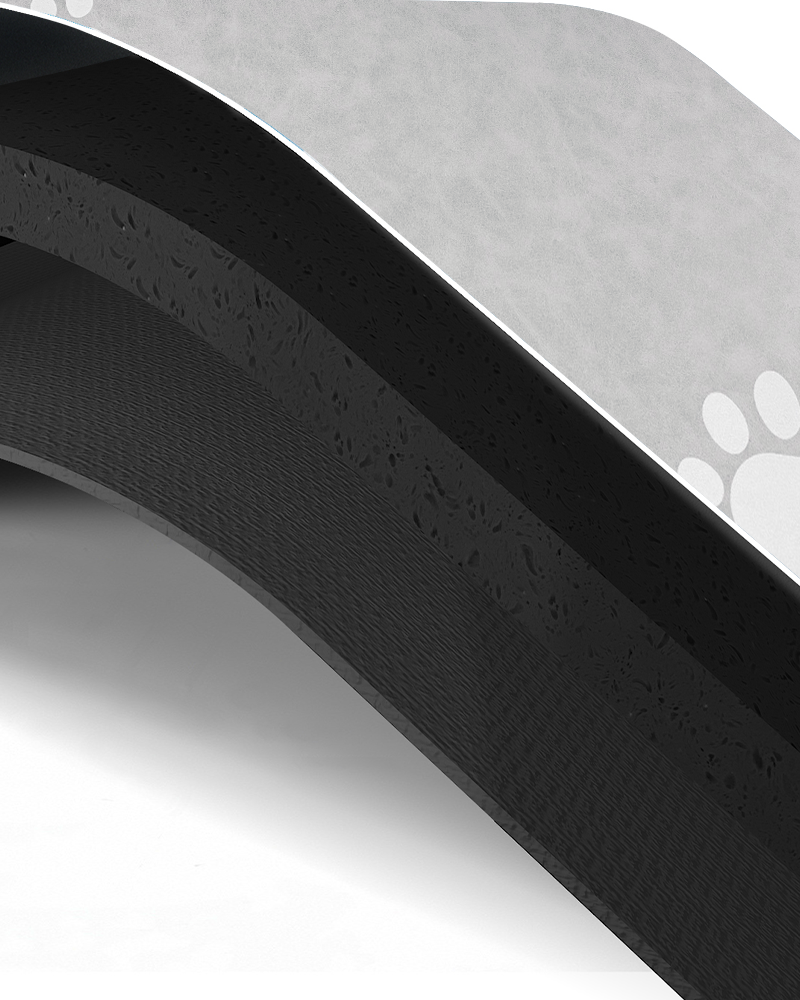 Durable pet feeding mat for food and water bowls, made of quick dry material for clean feeding.