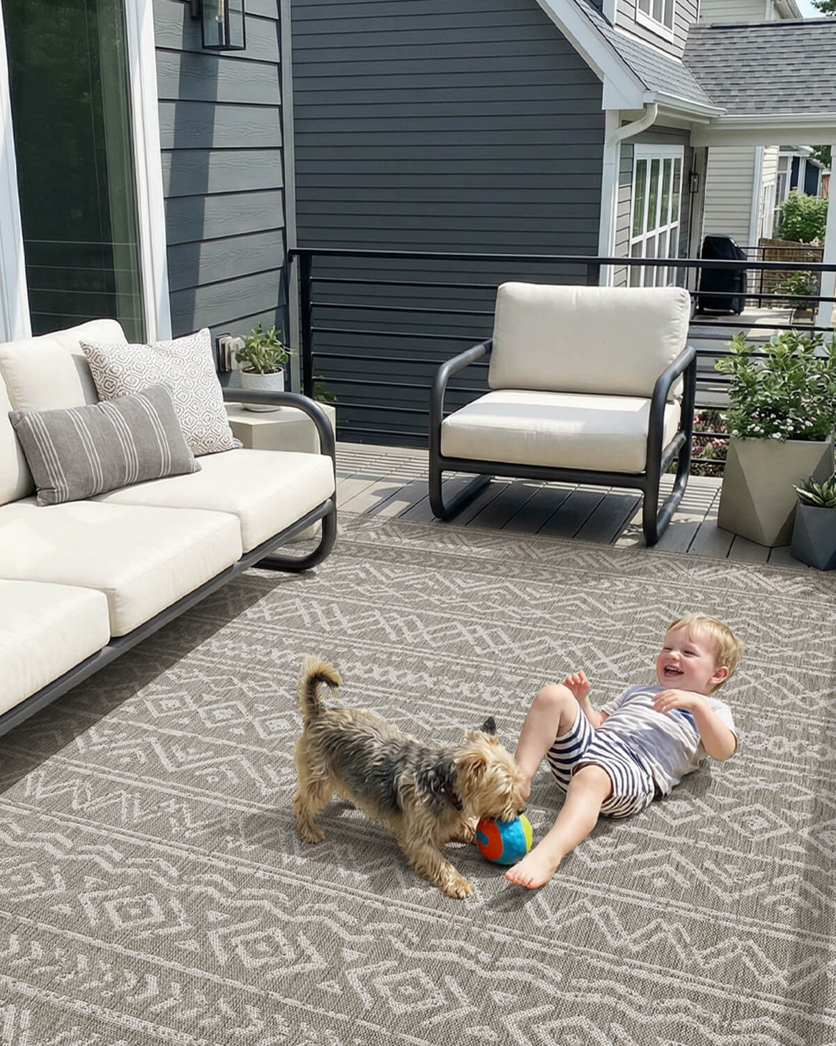 Family friendly indoor outdoor rug with soft comfort durable construction and easy to clean surface for daily living