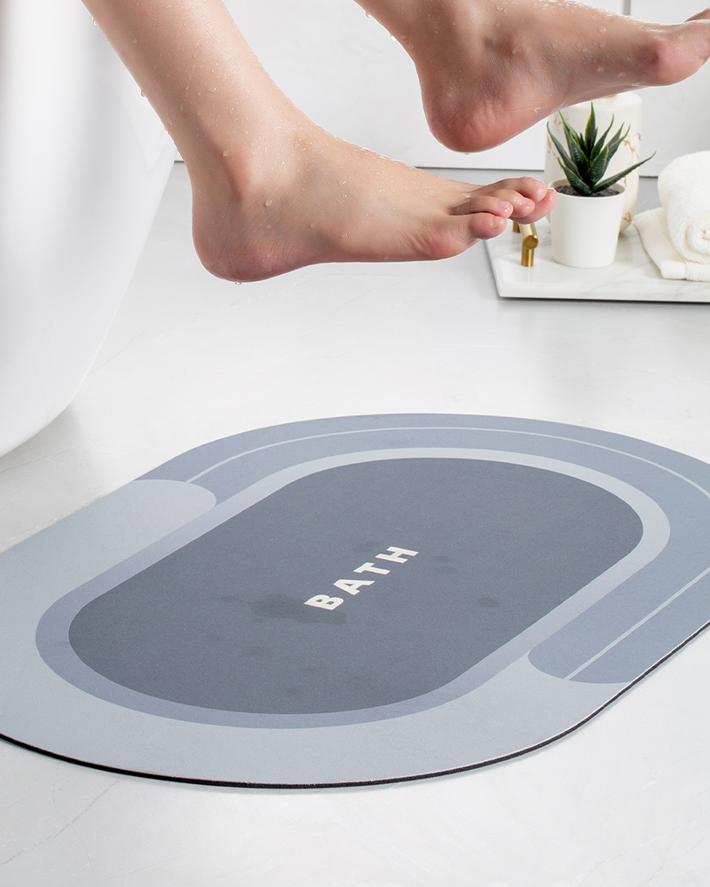 Bathroom mat designed to prevent slipping while providing soft, comfortable support underfoot