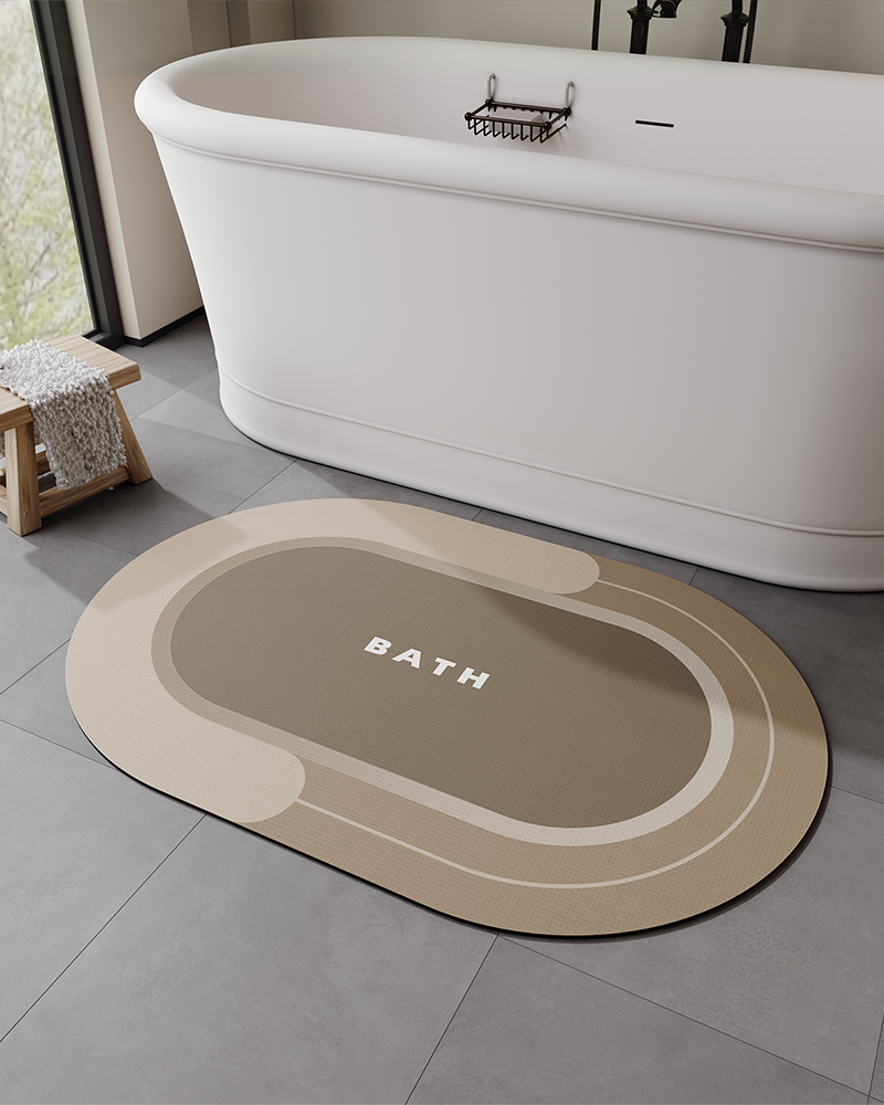 Quick dry bath mat designed to control moisture in bathrooms, preventing puddles and slippery floors