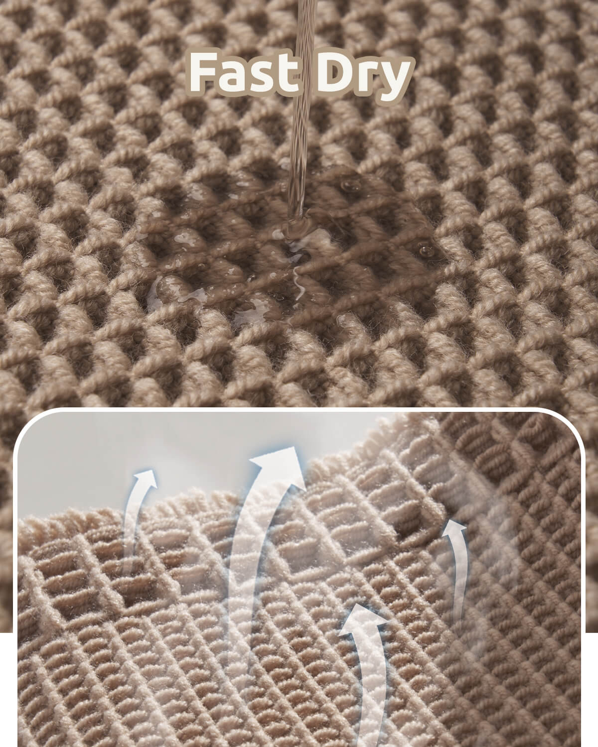 Quick dry bath mat with durable non slip backing for safe bathroom use
