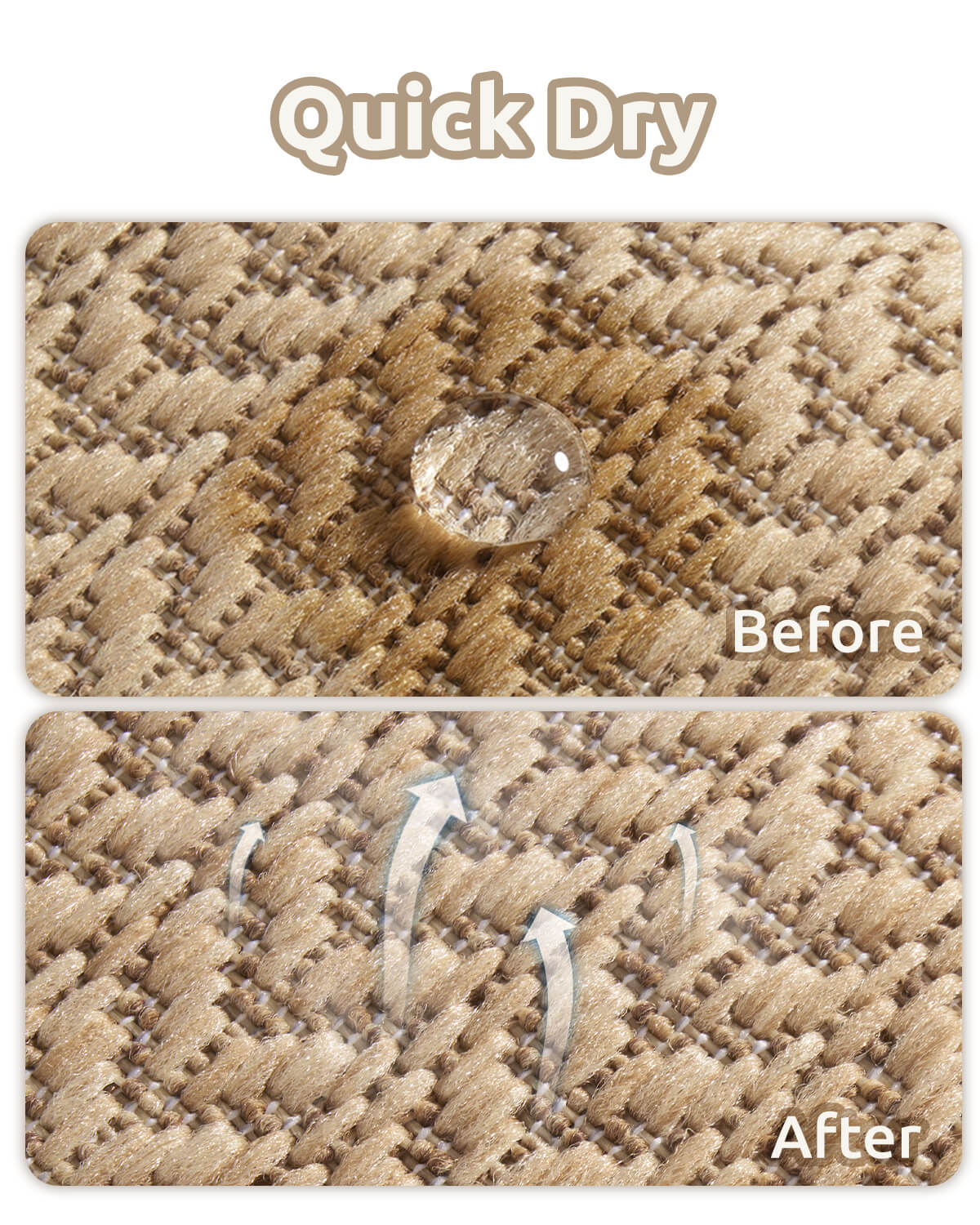 Indoor outdoor rug combining soft feel with durable design for comfortable indoor and outdoor living