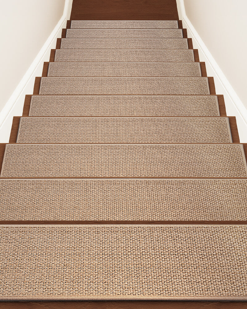 Non-slip stair treads designed to improve safety for kids and pets on indoor stairs