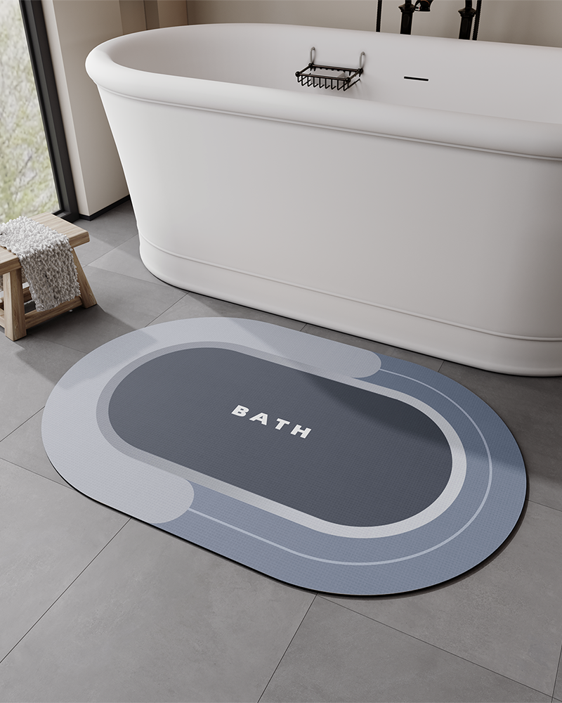 Round bath mat ideal for small and compact spaces, offering fast drying performance without bulky thickness