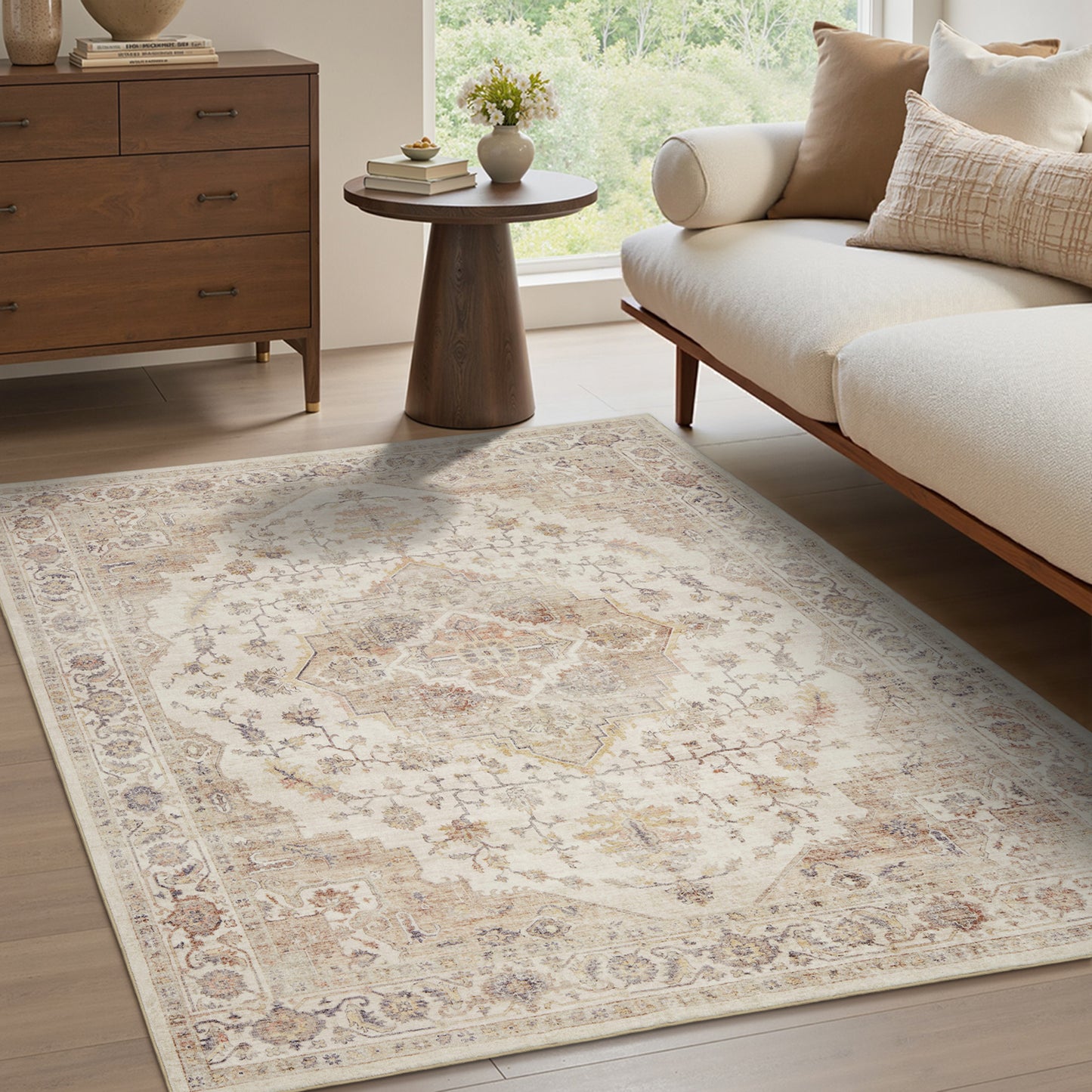 Area Rug Washable Carpet Soft Distressed Non Slip Vintage