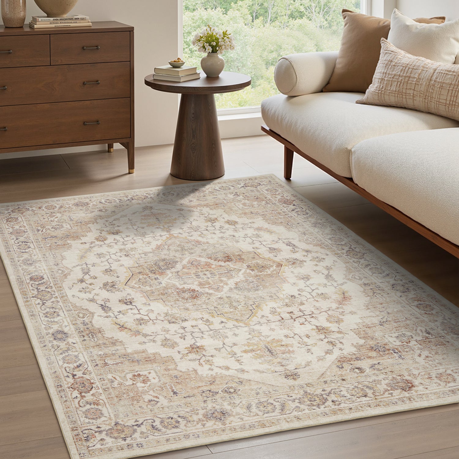 Area Rug Washable Carpet Soft Distressed Non Slip Vintage