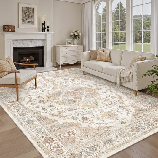 Area Rug Washable Carpet Soft Distressed