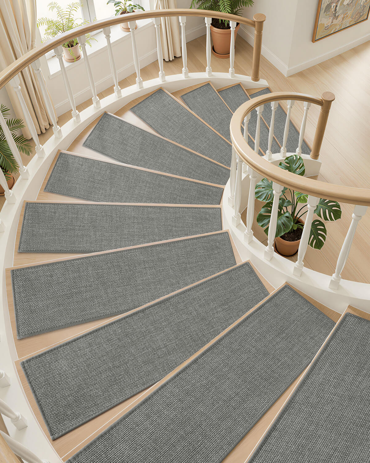 Cushioned stair treads offering secure and quiet steps
