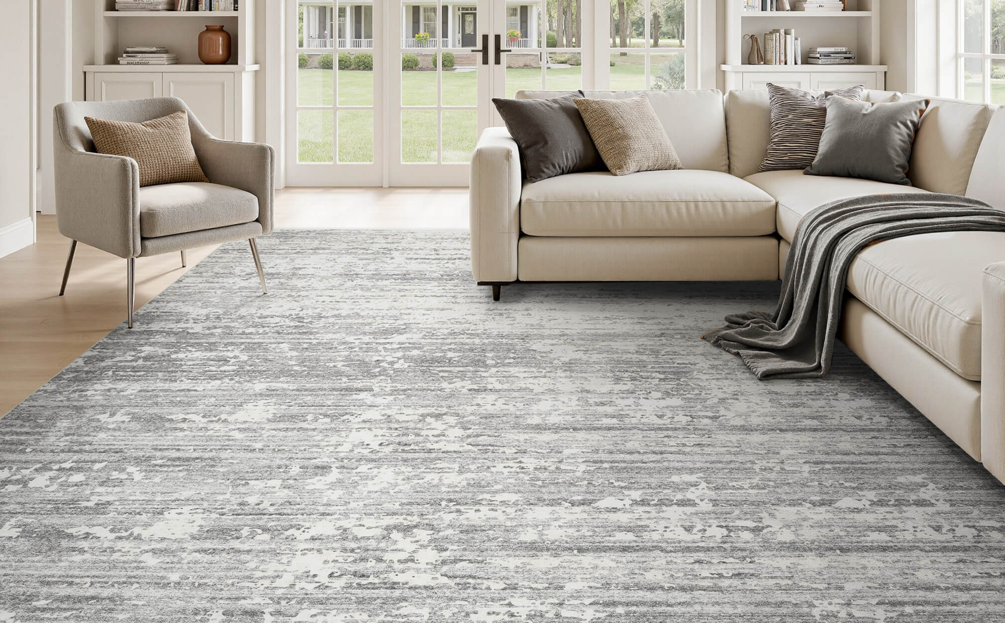 Modern area rug designed for clean and functional interiors