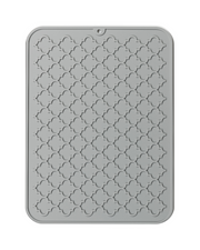 Silicone dish drying mat designed for kitchen countertops with quick drying support