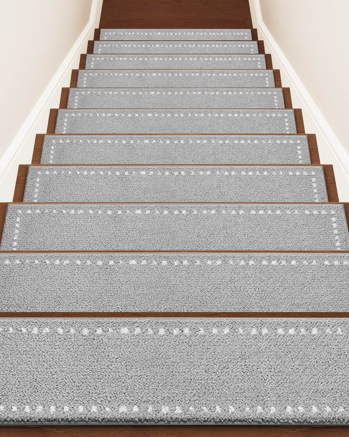 Quiet step stair treads designed to reduce impact noise on hard stairs
