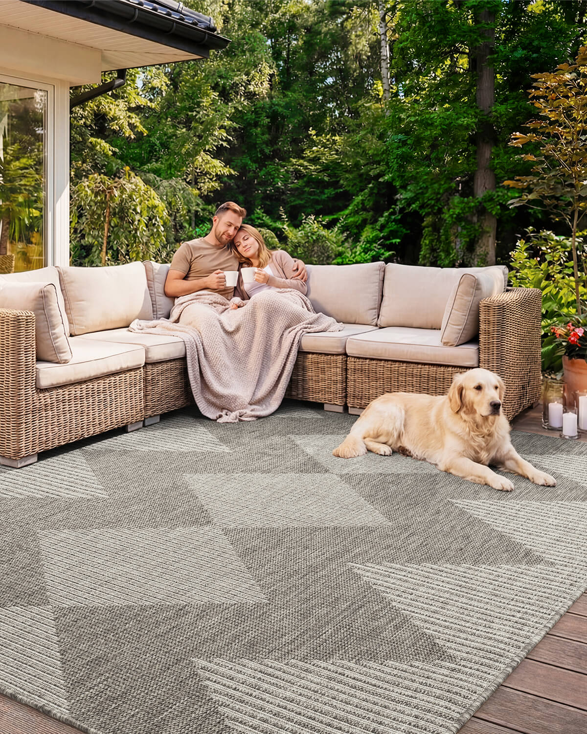 Versatile indoor outdoor rug designed for modern home living inside or outside