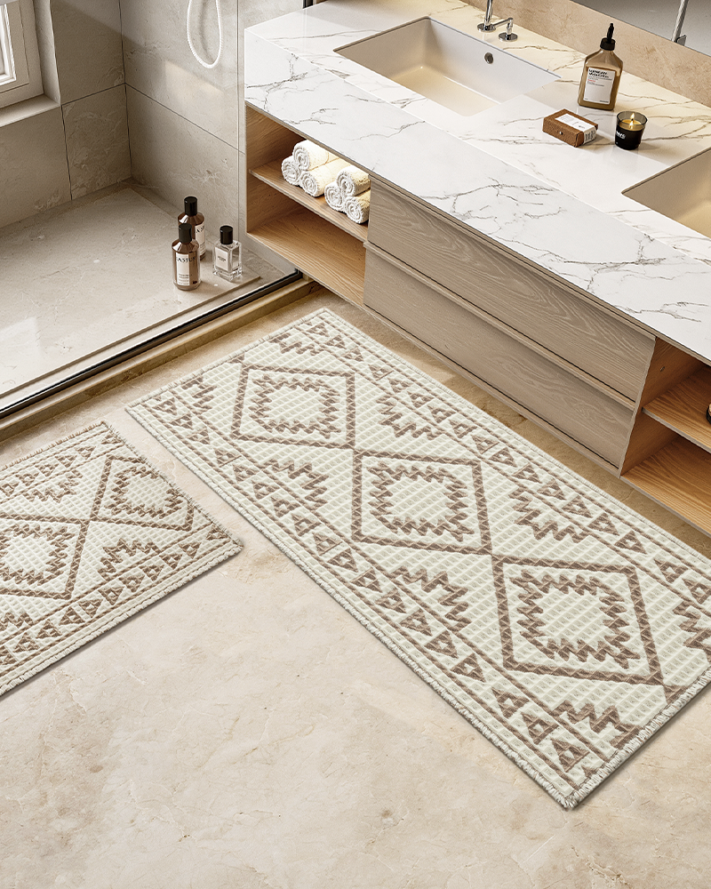 Non-slip waffle bath mat, suitable for laundry, bedroom, and bathroom floors.