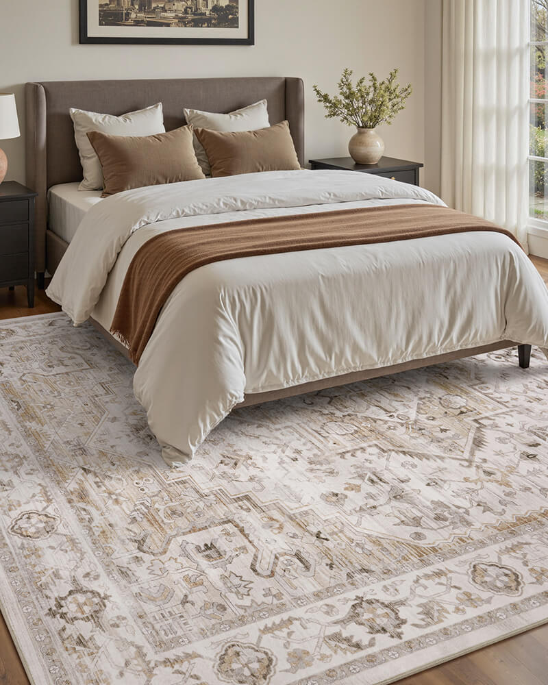 Boho area rug blending comfort and style effortlessly