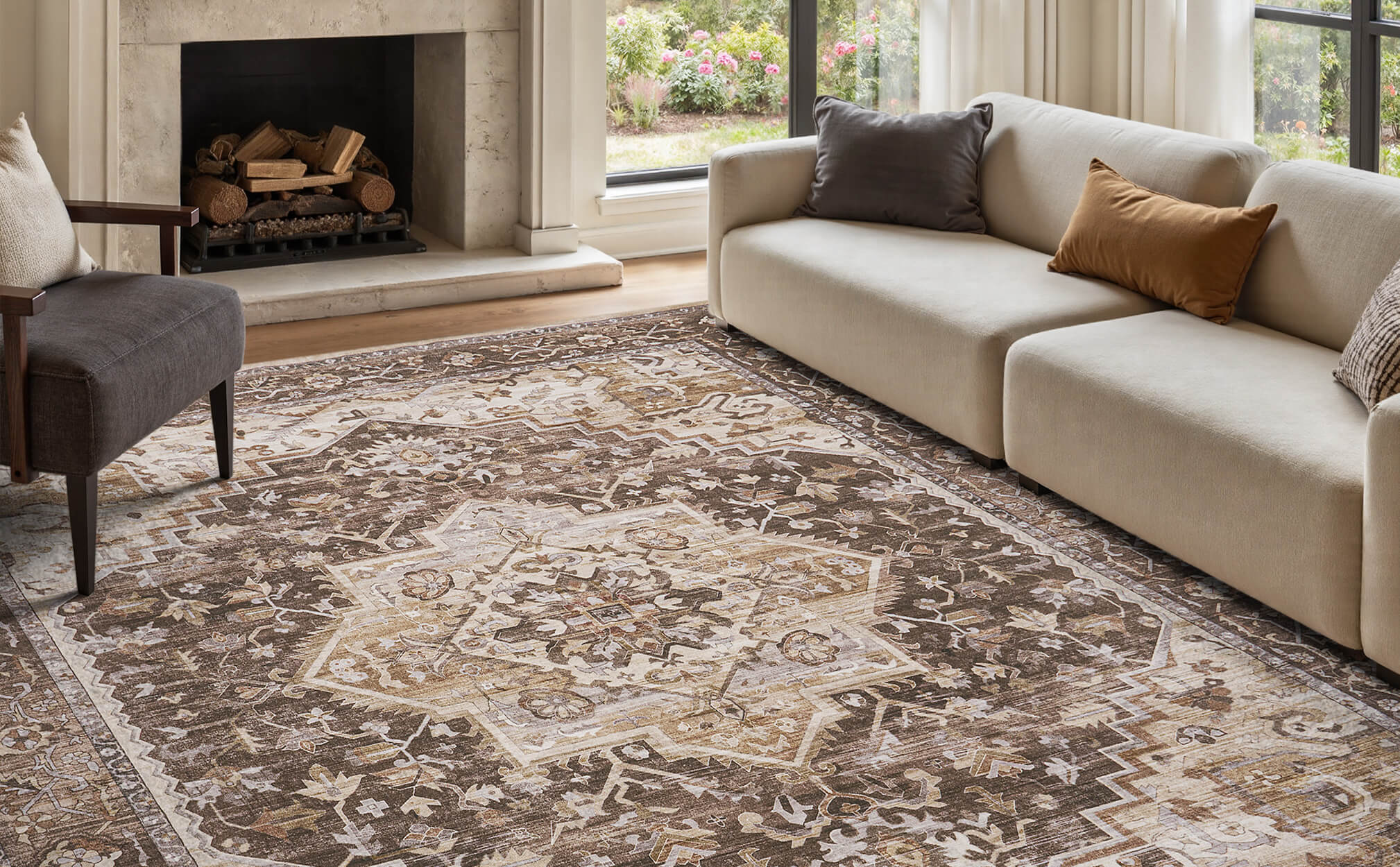Easy-care boho rug designed for daily comfort