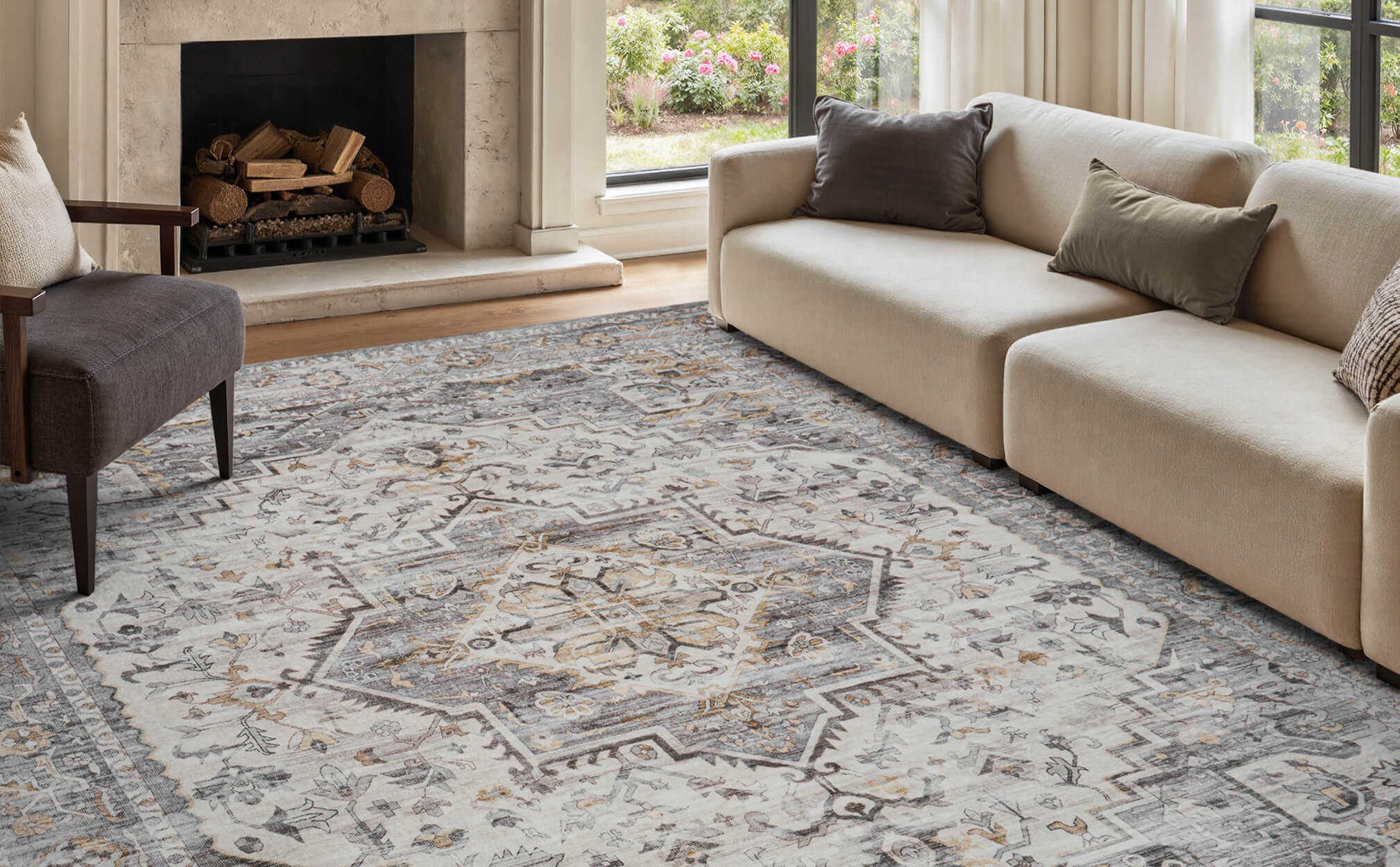 Easy-care vintage area rug for effortless living