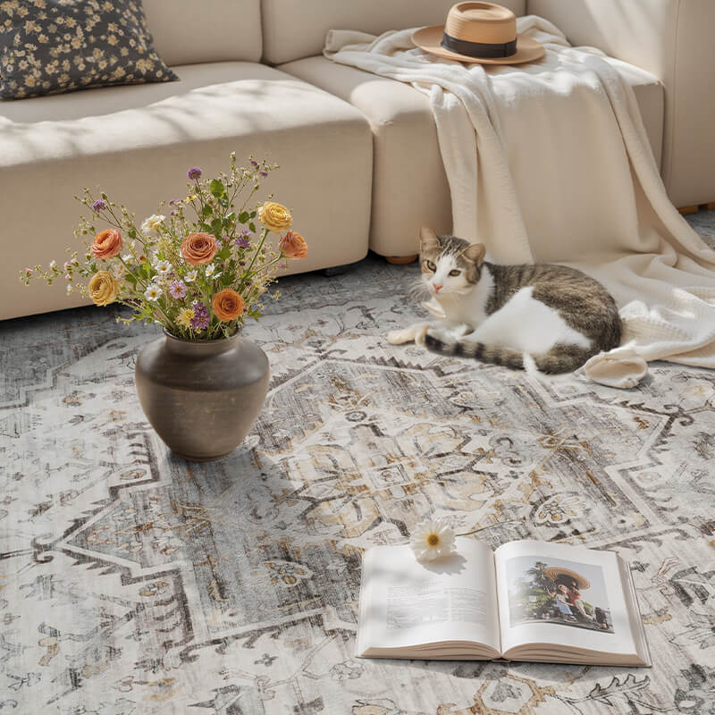Boho style area rug designed for relaxed everyday living