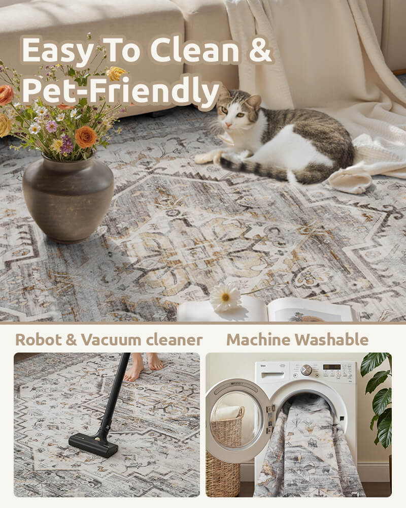 Boho style area rug designed for relaxed everyday living