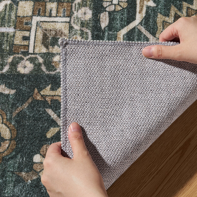 Vintage area rug blending tradition with everyday comfort