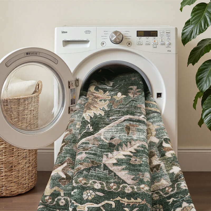 Vintage inspired rug enhancing timeless home appeal