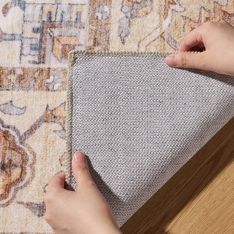 Washable vintage area rug ideal for low-effort cleaning