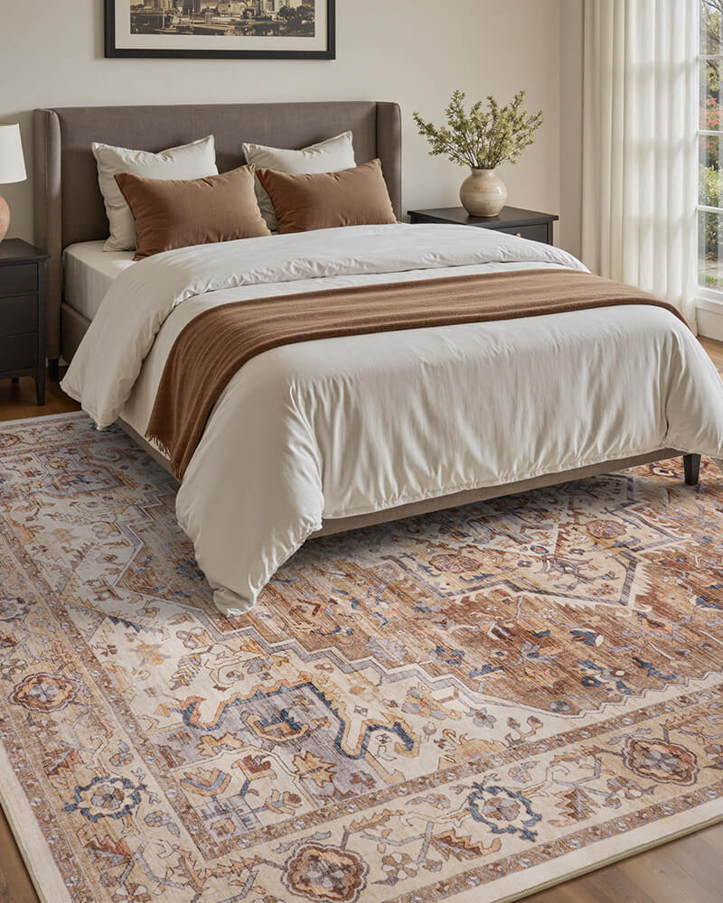 Soft vintage rug enhancing relaxed interiors