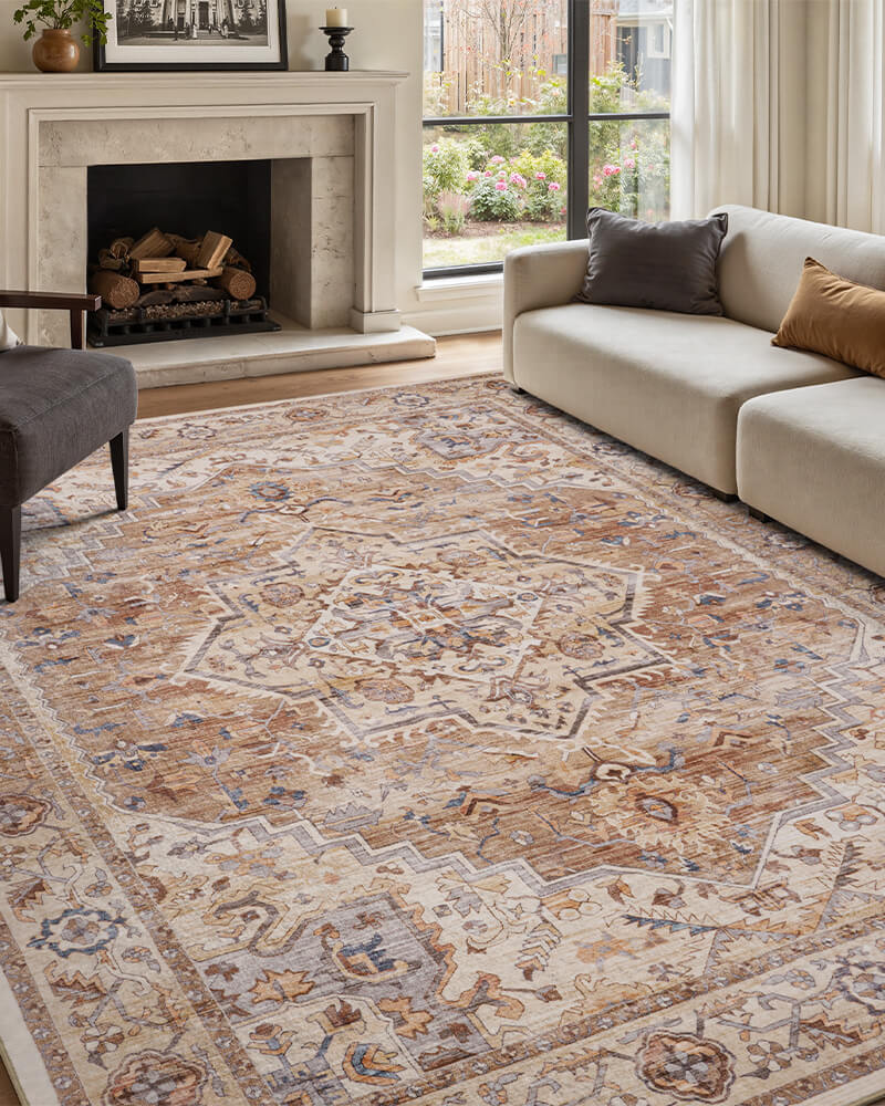 Vintage area rug crafted for high-traffic home zones