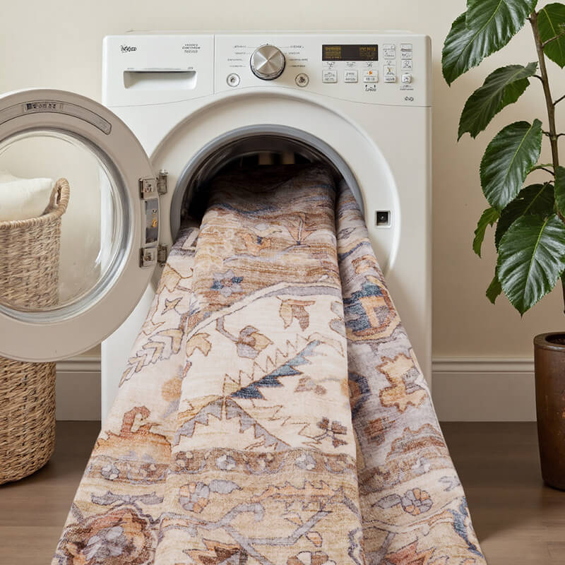 Vintage inspired rug with a naturally worn aesthetic