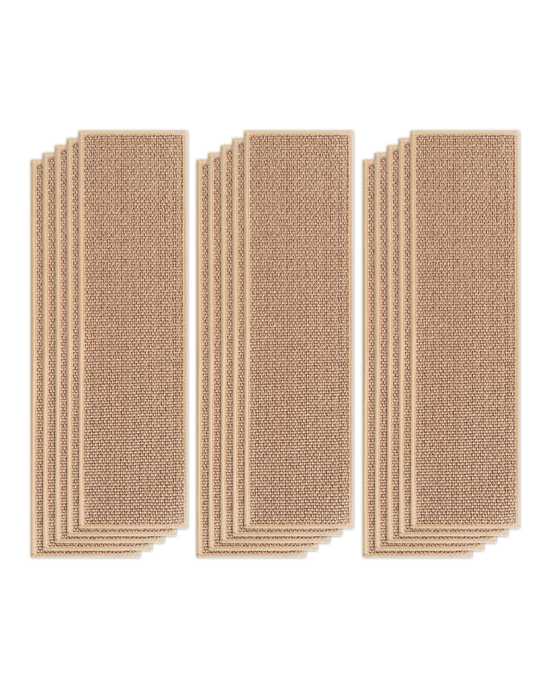 Versatile stair treads suitable for wood, tile, and marble steps without additional adhesives