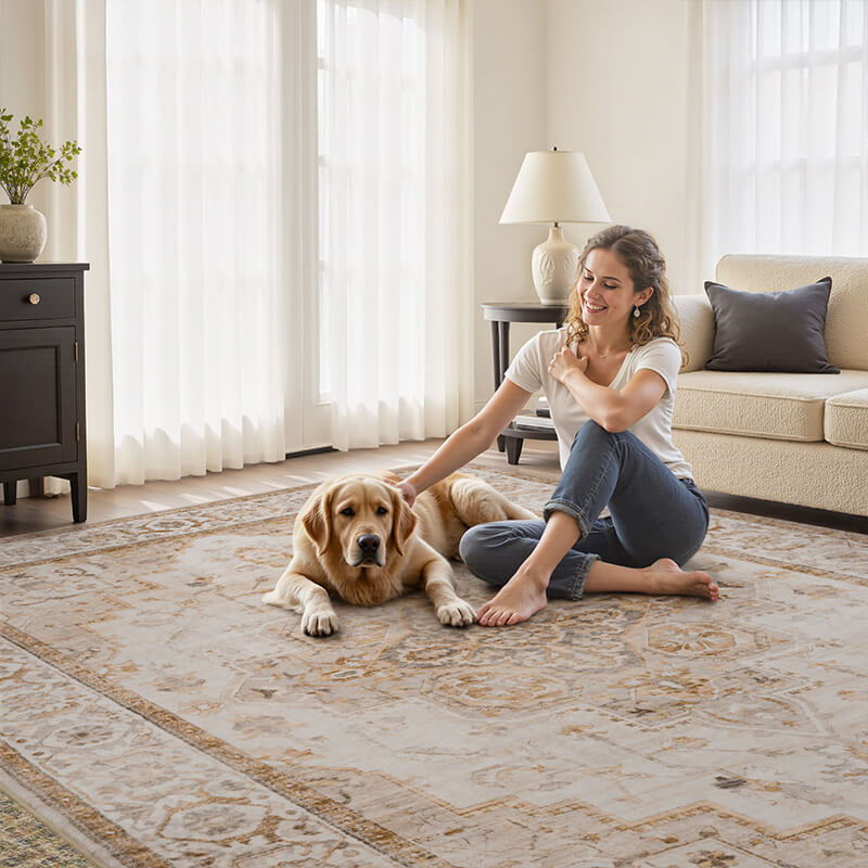 Boho-inspired rug designed for relaxed interiors