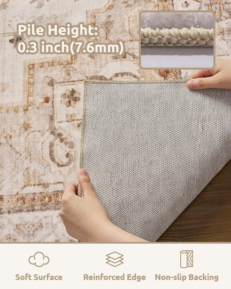 Soft boho area rug with a cozy, lived-in texture