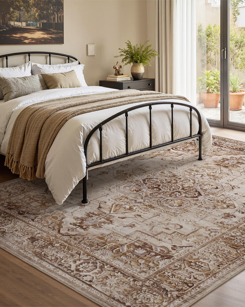 Relaxed boho area rug made for high-traffic living areas