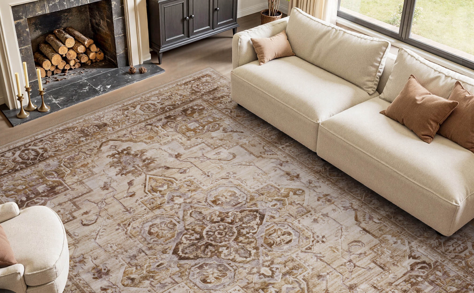 Washable bohemian rug designed for practical home life