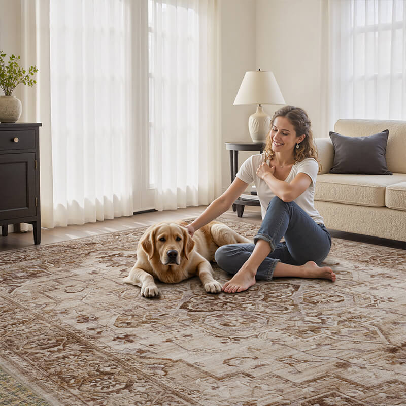 Easy-to-maintain boho rug for real-life households