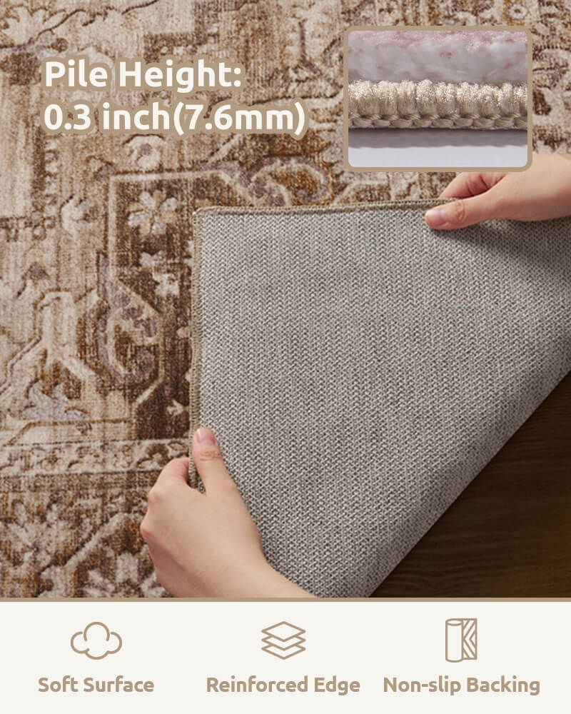 Washable boho area rug crafted for low-maintenance living