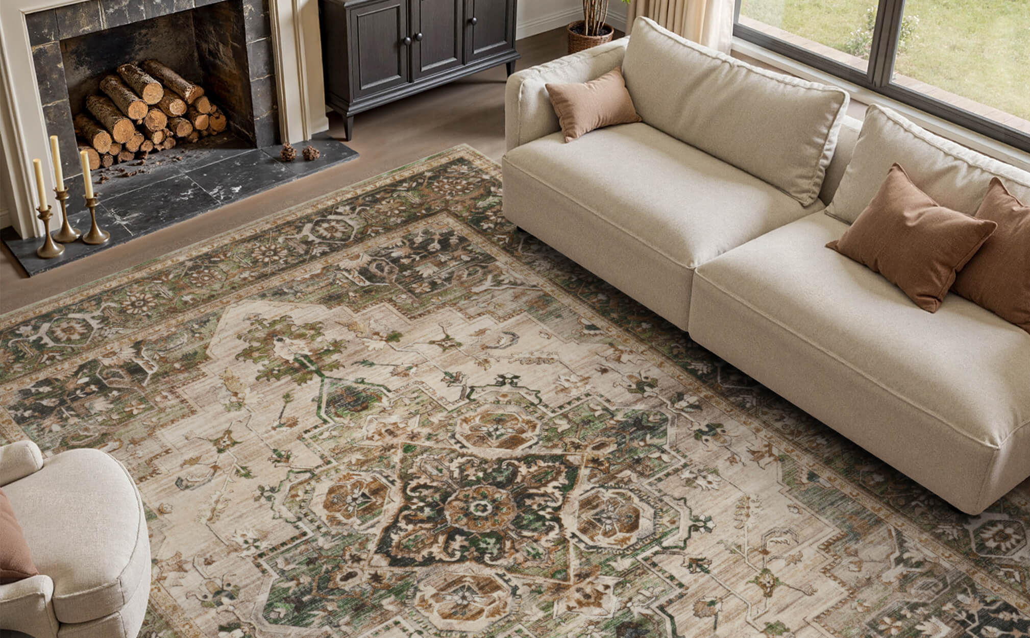 Boho inspired area rug designed for relaxed interiors