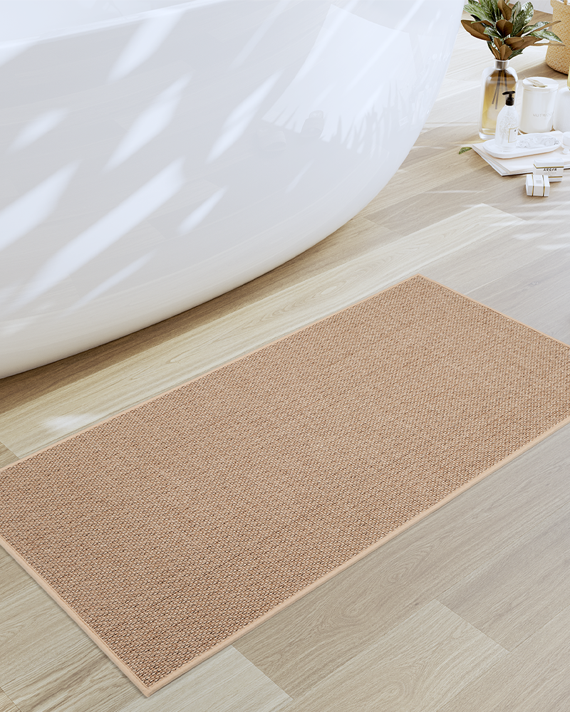 Textured braided bath mat designed for everyday home use with soft touch and quick water absorption