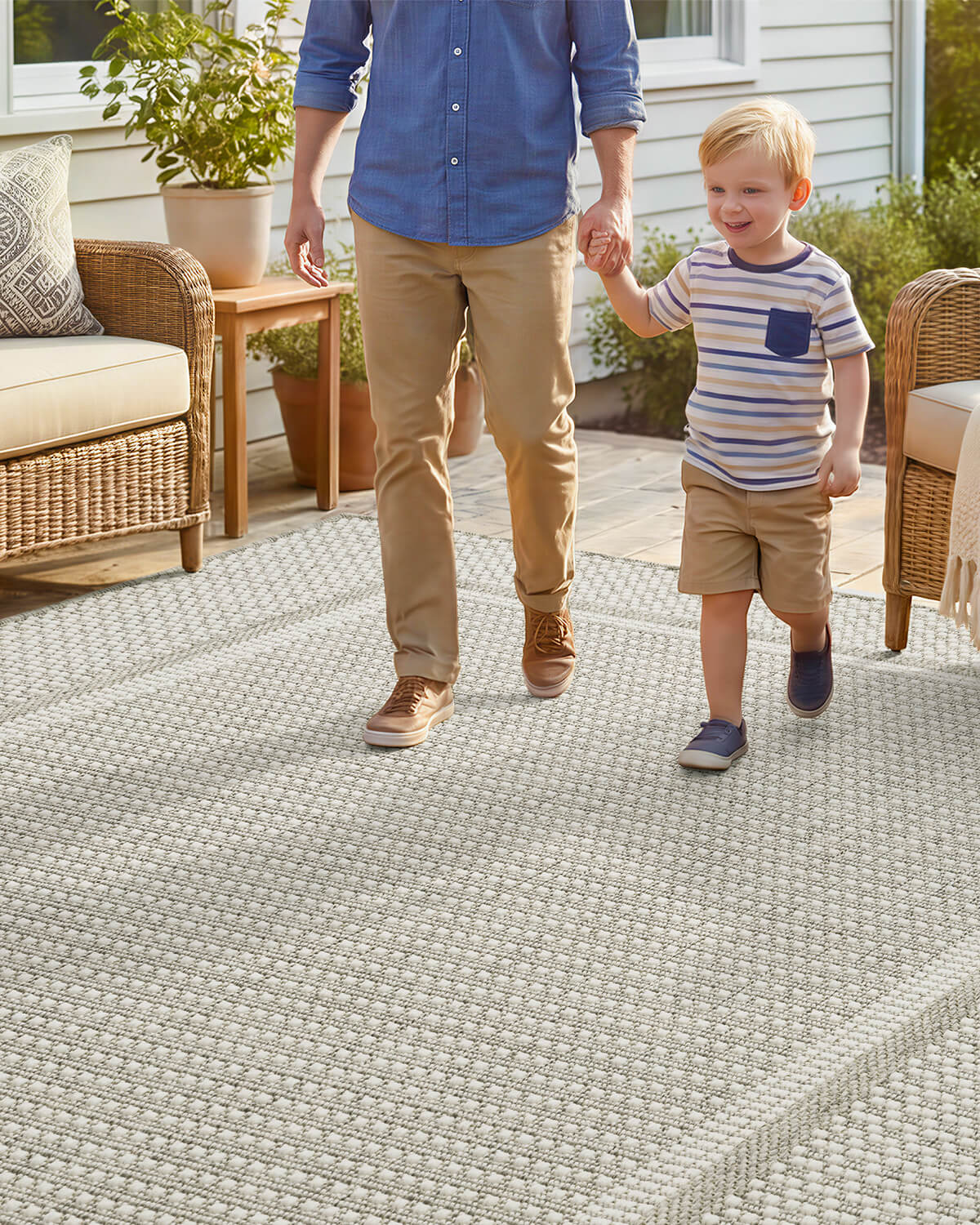 Durable washable indoor outdoor rug perfect for family homes