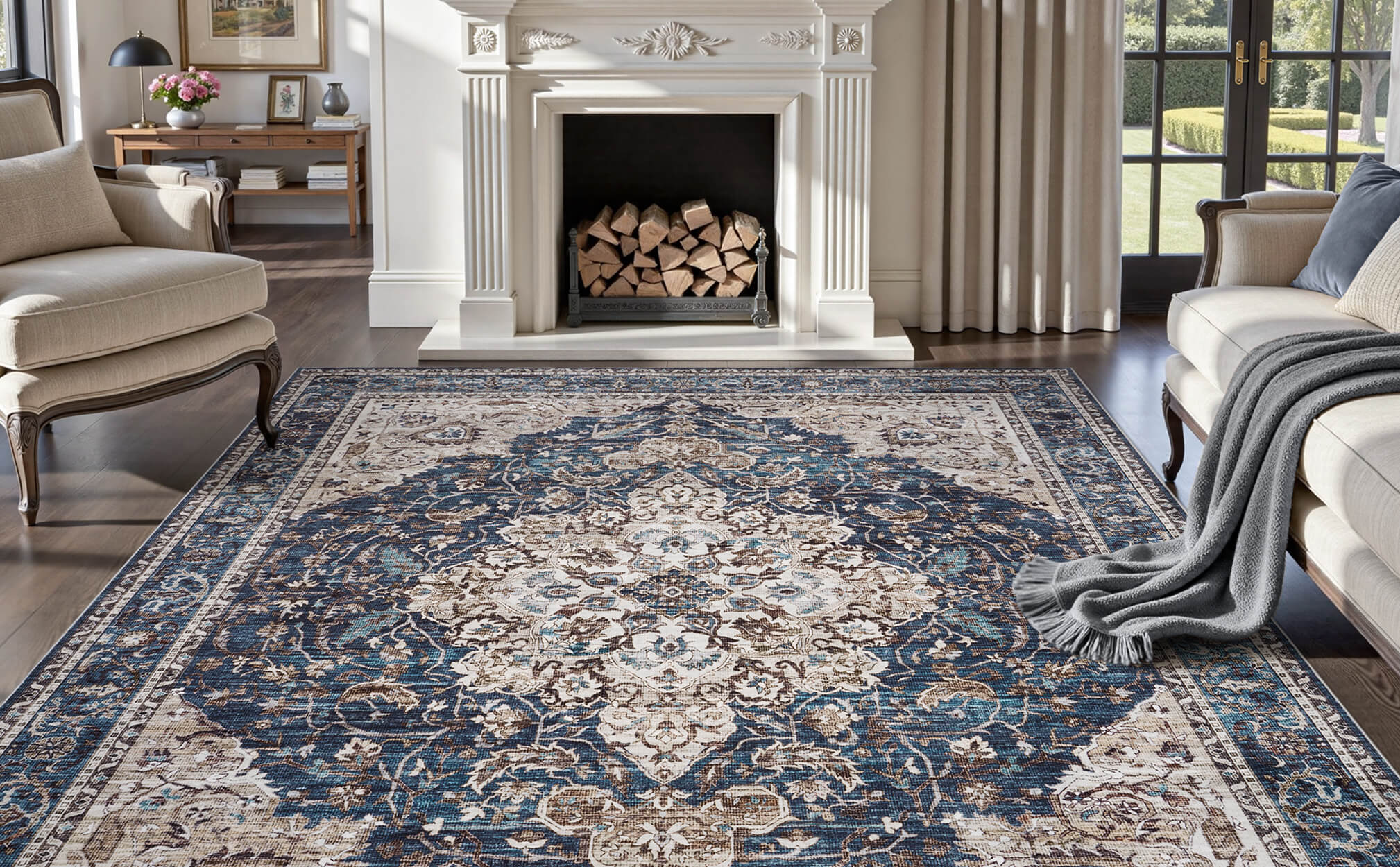 Washable bohemian rug created for effortless home comfort