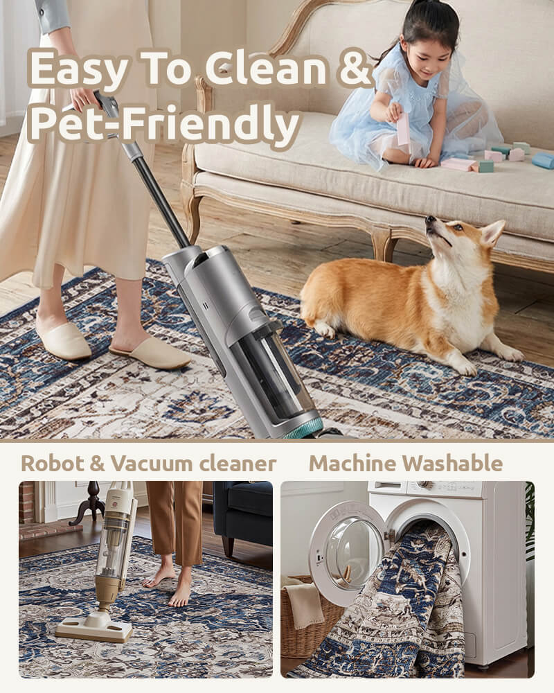 Boho-inspired rug offering softness and practical durability