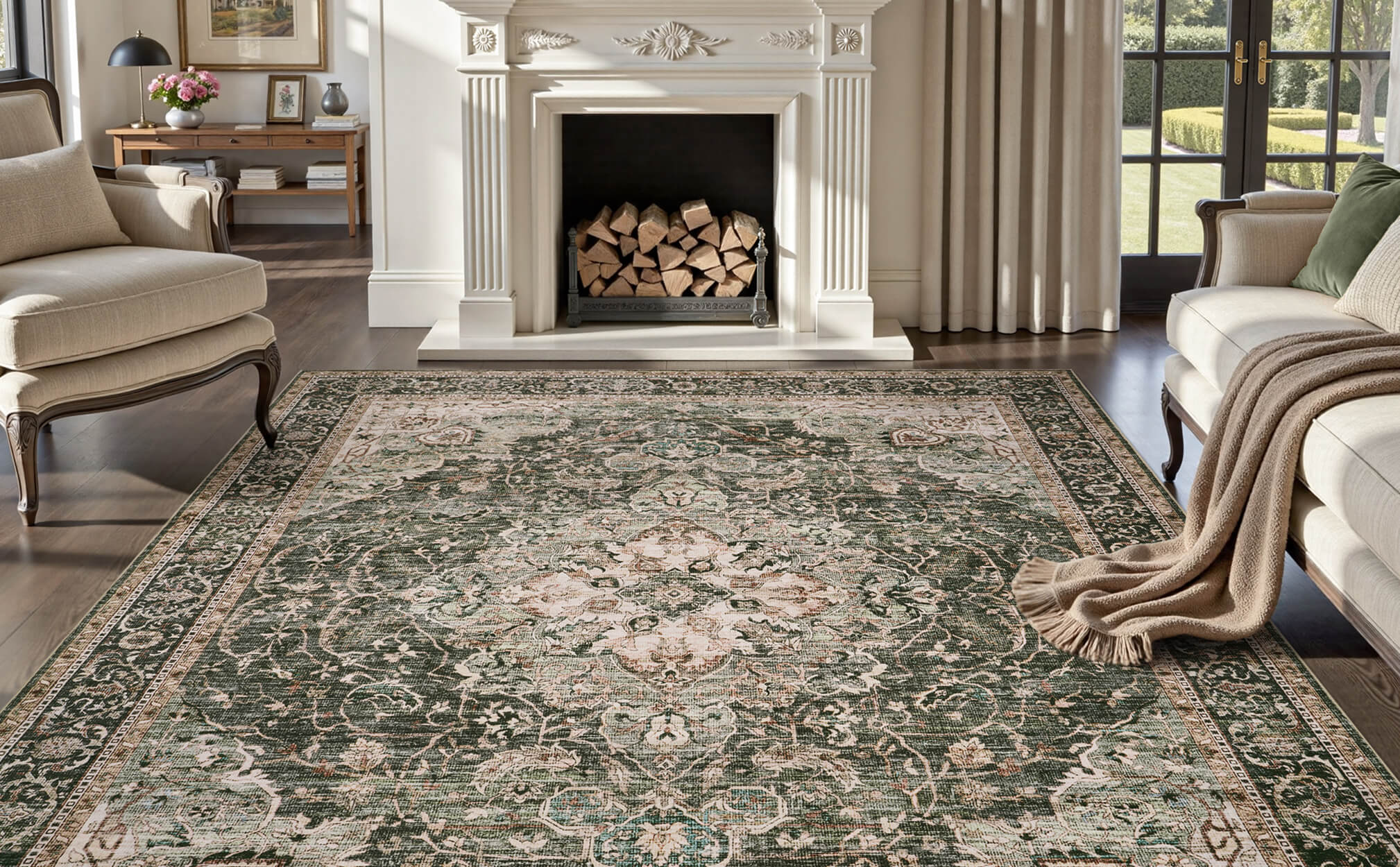 Boho-style area rug created for casual home environments