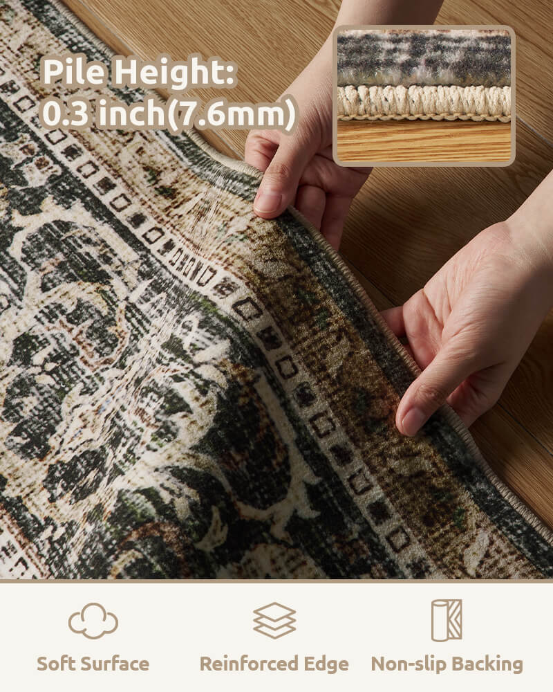 Relaxed bohemian area rug designed for natural styling