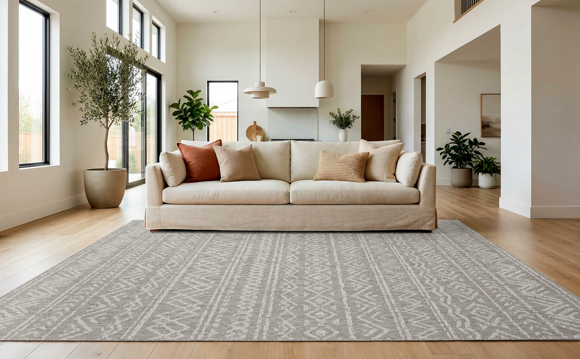 Indoor outdoor rug with quick dry performance and low maintenance design ideal for busy family homes with kids and pets