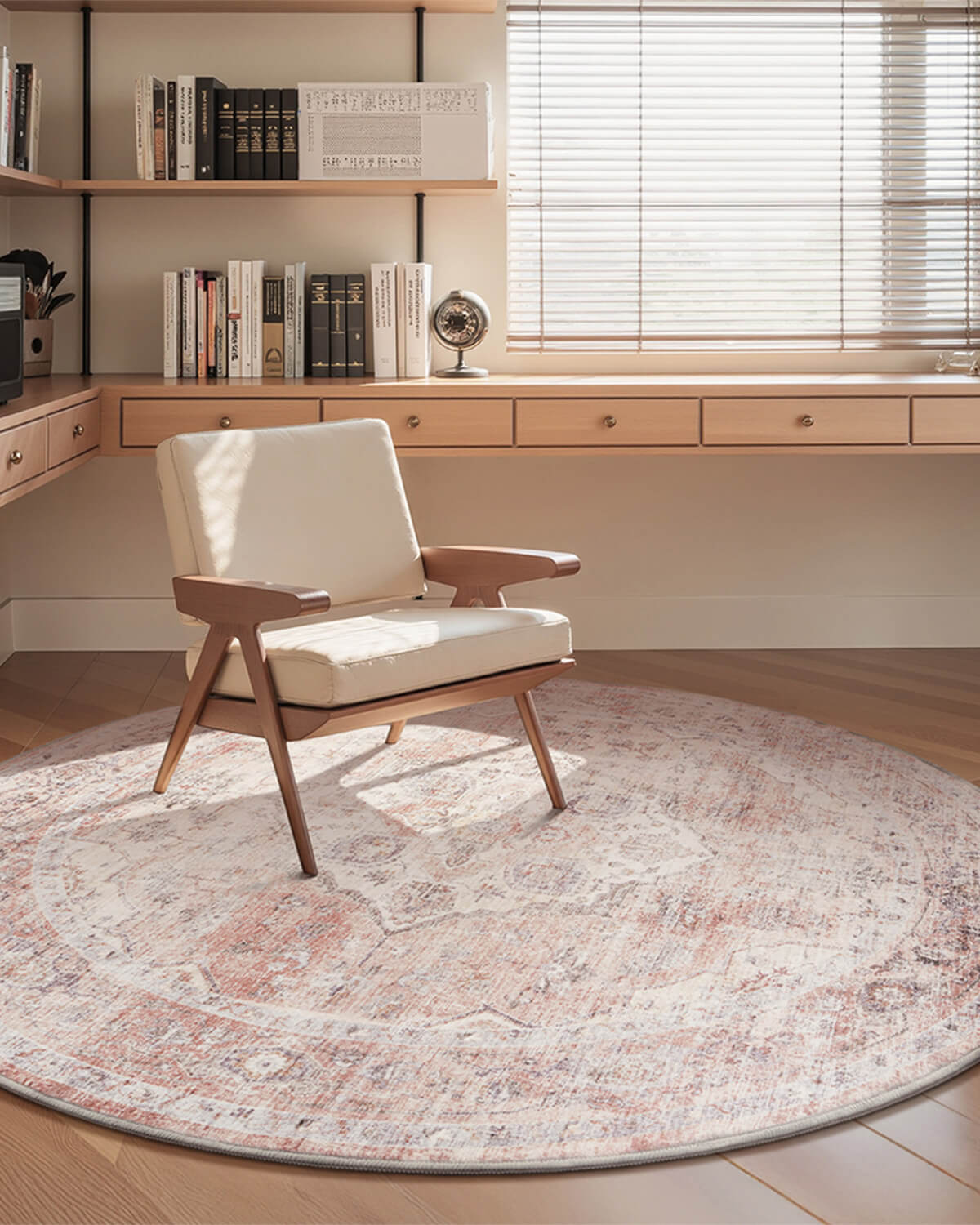 Vintage area rug combining durability and softness for family homes